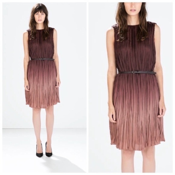 ZARA Ombré Pleated Shift Dress - Picture 1 of 4